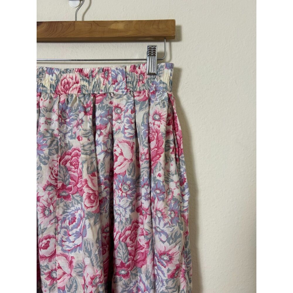 Vintage Land's End Floral skirt pink Women's L midi/maxi pockets summer cottage‎ - Picture 6 of 9